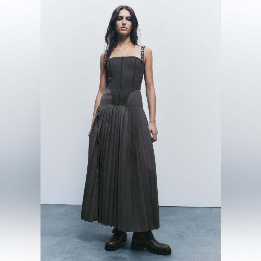 ZARA PLEATED BUSTIER DRESS ZW COLLECTION Limited Edition